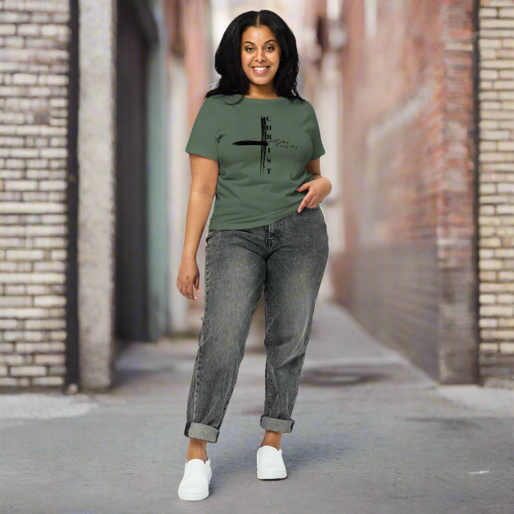 Reborn™ Christ cross Women’s high-waisted t-shirt